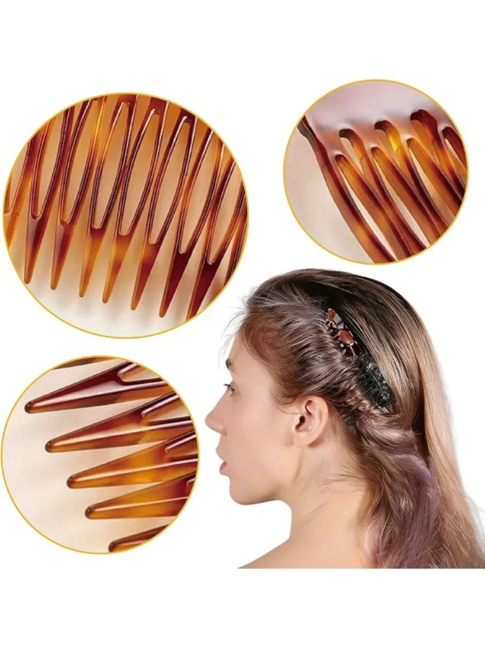 Decorative Small French Side Combs - 4 Pcs Hair Clips for Elegant Styling